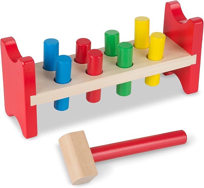 Melissa & Doug Deluxe Wooden Pound-A-Peg Toy With Hammer - FSC Certified
