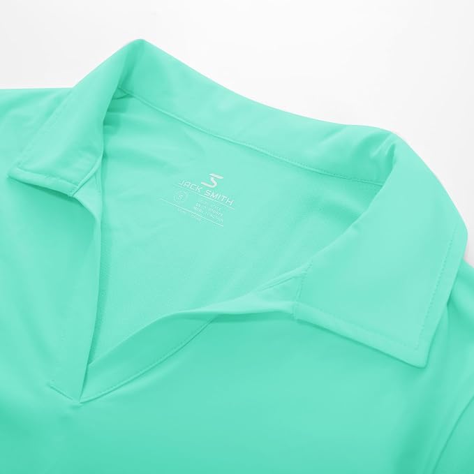 JACK SMITH Women's Golf Polo Shirt V Neck Short Sleeve Tennis Shirt Sun Protection Moisture Wicking Athletic Tops