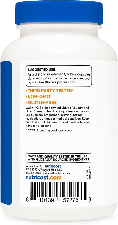 Nutricost Tribulus Terrestris Extract 1500mg, 120 Capsules - 60 Servings (750mg Per Cap), Non GMO & Gluten Free