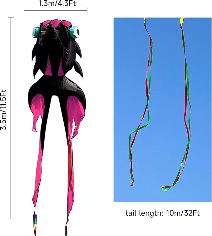 43ft Large Kites for Adults,3D Goldfish Frameless Soft Umbrella Giant Flying Kites,Easy to Fly with 330Ft Kite String in Beach and Amusement Parks-Ages 12+