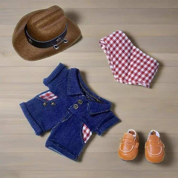 Clothes for Labooboo 17cm Dolls - Cowboy Set for 6.7 inch Doll , Premium Stylish Outfit with Accessories for Play & Display(No Doll