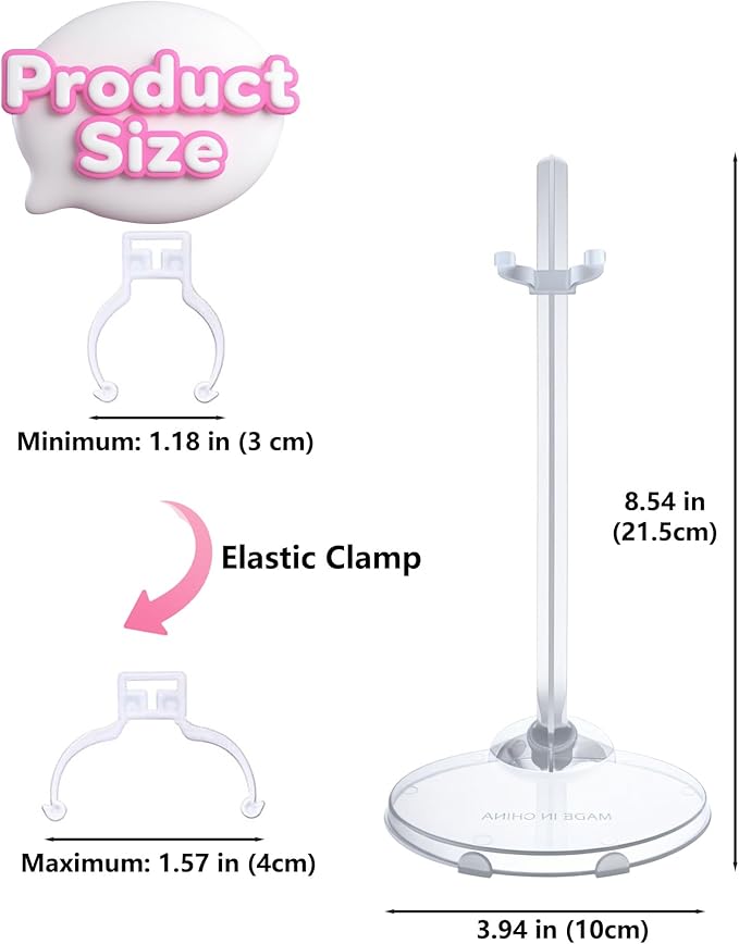 12 Pcs Adjustable Doll Stands - Transparent & Lightweight Display Rack for Dolls, Action Figures & Monsters