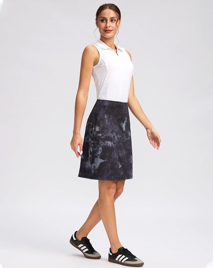 G Gradual 20" Skorts with Pockets Knee Length Golf Skirt | Built in Soft Shorts, High Waisted, Tummy Control, Breathable, Long Skorts for Athletic, Tennis, Dressy, Casual, Summer
