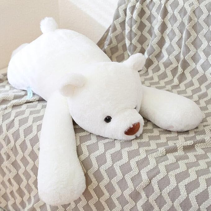 Weighted Plush Throw Pillow, 23.6" White Bear, Super Cute Kawaii Plushie Polar Bear Hugging Toys Gifts for Boys Girls Adults, 60cm