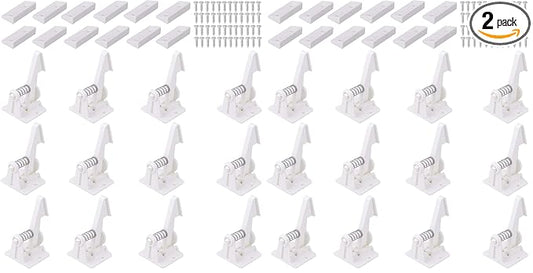 Vmaisi 24 Pack Cabinet Locks Child Safety Latches - Baby Proofing Cabinets Drawer Lock with Adhesive Easy Installation - No Drilling or Extra Screws (White)