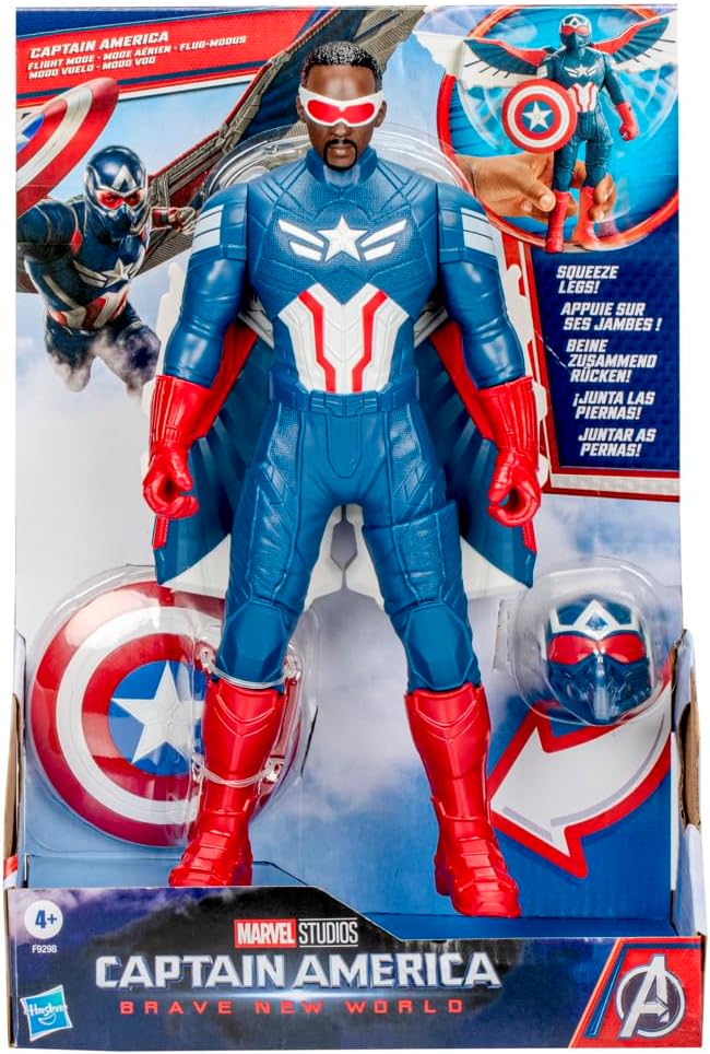 Marvel Avengers Captain America: Brave New World Flight Mode Action Figure with Accessories, 9-Inch-Scale (22 cm) Super Hero Toys for Kids Ages 4+