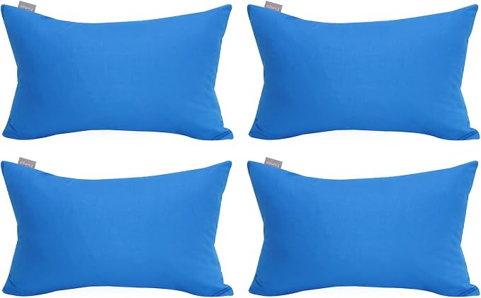 Thmyo 4-Pack 100% Cotton Lumbar Comfortable Solid Decorative Throw Pillow Case, Rectangle Cushion Cover Pillowcase Sublimation Blank Pillow Covers DIY Throw Pillowcase(12x20inch/30x50cm, Blue)
