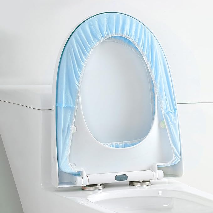 Elastic Large Size Disposable Toilet Seat Covers for Travel,20 Pack Waterproof Toilet Seat Covers for Bathroom,Fit for V/U/O/Square Shape Toilet,Individually Wrapped (2 colors-C set)