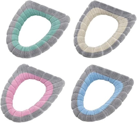 Toilet Seat Cover Bathroom Warmer Cloth Cushion Soft Pads for Bathroom Supplies 4Pcs