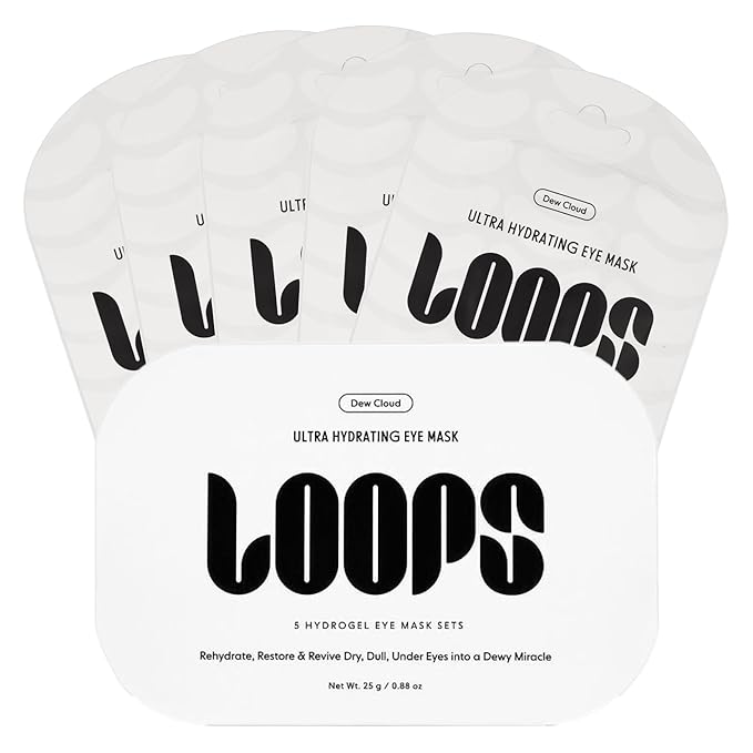 LOOPS Dew Cloud Ultra Hydrating Hydrogel Eye Masks - Hydrates & Replenishes Tired Under Eyes, Helps Reduce Puffiness, Smooths Dryness for Hydrated Look, Moisturizing Under Eye Patches - 5pc
