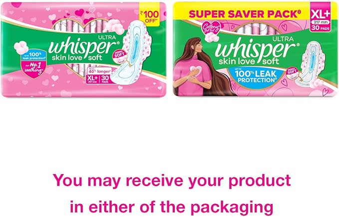 Whisper Ultra Soft Sanitary Pads - 30 Pieces (XL Plus)
