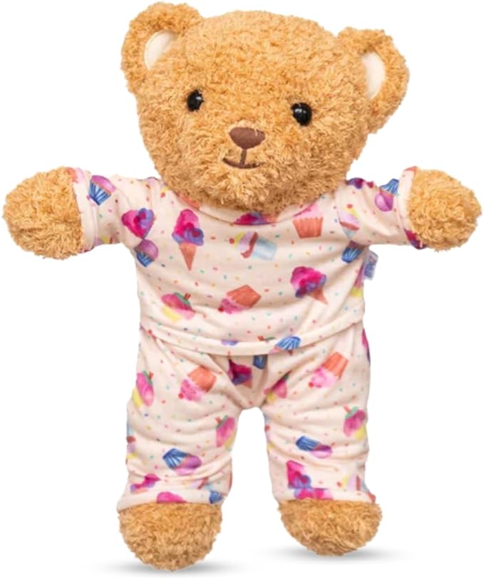 Zip N' Bear Soft Plush Teddy Bear Stuffed Animal with Cup Cake Pajamas - Zippy The Bear Cute Cuddly Plush Toy, Perfect Sensory Teddy for Kids, Toddlers - Adorable Gift & Bedtime Companion