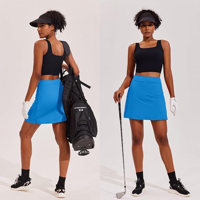 Ekouaer 16" Skorts for Women with Pockets Golf Pickleball Tennis Skirt | Silicone Grippers,2 Inner Pockets,Wide Waist,Side Slit Hem,Breathable,Soft,Lightweight