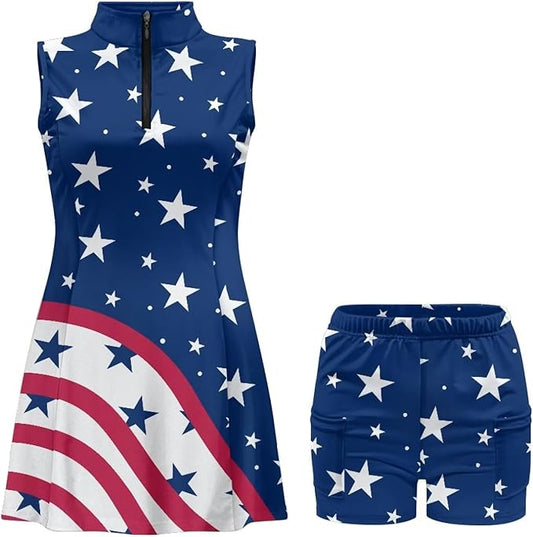 Golf Dress Tennis Dresses for Women with Built in Shorts and Pockets Sleeveless Athletic Dress Workout Dress