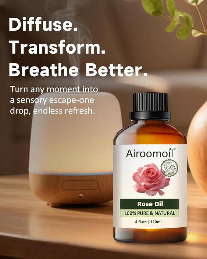 Rose Essential Oil 4 fl oz – 100% Natural from Bulgaria, Pure Floral Scent for Diffuser, Massage, Hair & Skin Care, Large Value Bottle for Home Fragrance & DIY Crafts