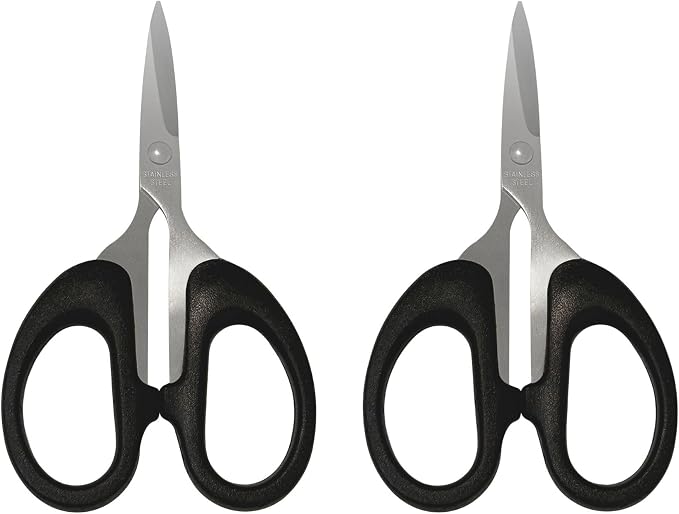 2 Pack All Purpose Edge Scissors, Perfect for Cutting, Crafting, Paper, Herbs, and More, 4.75 Inch, Black