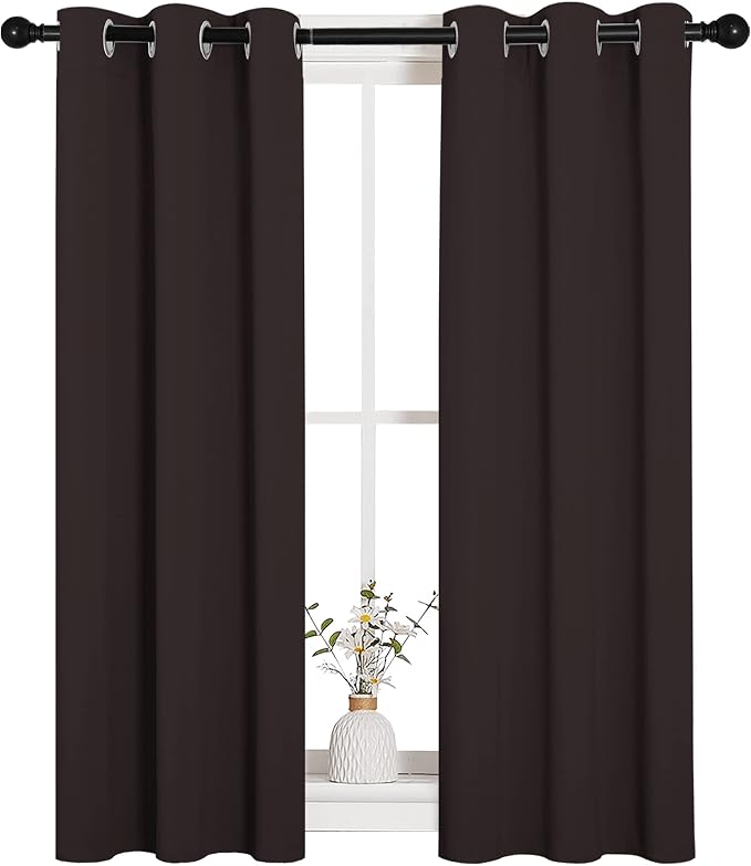 NICETOWN Blackout Curtain Panels for Bedroom Window, Triple Weave Microfiber Energy Saving Thermal Insulated Solid Grommet Blackout Draperies and Drapes (1 Pair, 29 inch by 45 inch, Toffee Brown)