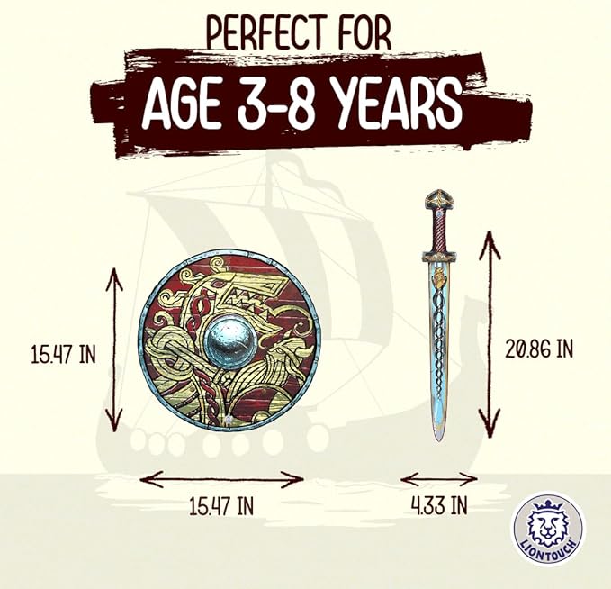 Liontouch - Viking Foam Sword & Shield | for Kids Aged 3-8 Years | Chief Harald’s Medieval Set for Little Warriors & Berserker’s Pretend Play | Safe Weapon Accessories for Boys’ Dress Up & Costumes