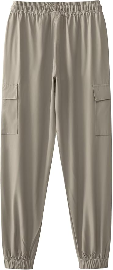 Boys Cargo Joggers Youth Quick Dry Athletic Pants Lightweight Hiking Jogger Pants with Zipper Pockets