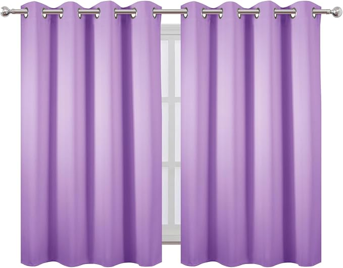 LEMOMO Blackout Curtains 66 x 54 Inch Long Lavender Curtains Set of 2 Panels Room Darkening Curtains for Bedroom and Living Room