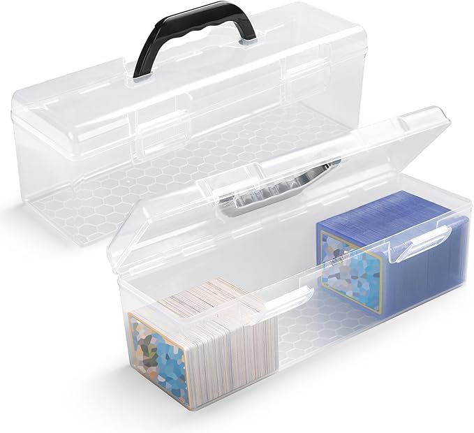 SUNEZLGO Storage Box For Toploader, Trading Card Storage Box, Card Storage Box Plastic, Playing Card Case, Large For Toploaders 200 Cards 750, Fit For Toploader and Standard Card