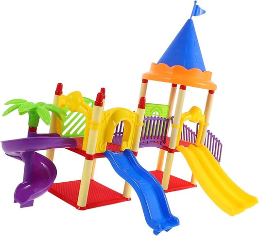 Toyvian Miniature Playground Models Kids Mini Slide Toy Model Plastic Playground Equipment STEM Toys for Kids Mini Playground Doll House Decor