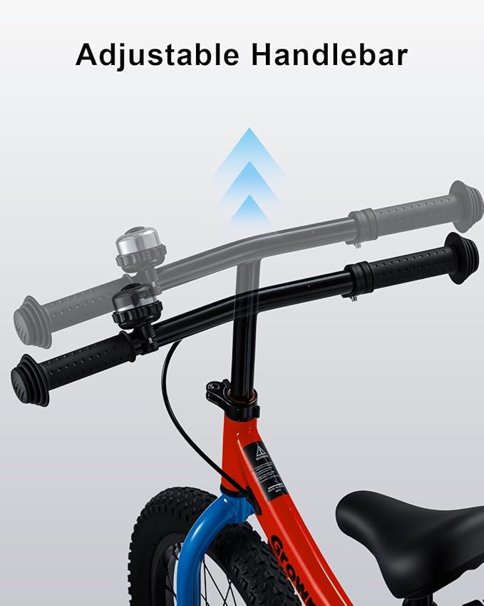GROWNEER 16" Kids Balance Bike for 4-8 Year Old Boys Girls, Lightweight High Carbon Steel Frame Bicycle, Adjustable Padded Seat & Handlebars, Rear Brake, All-Terrain