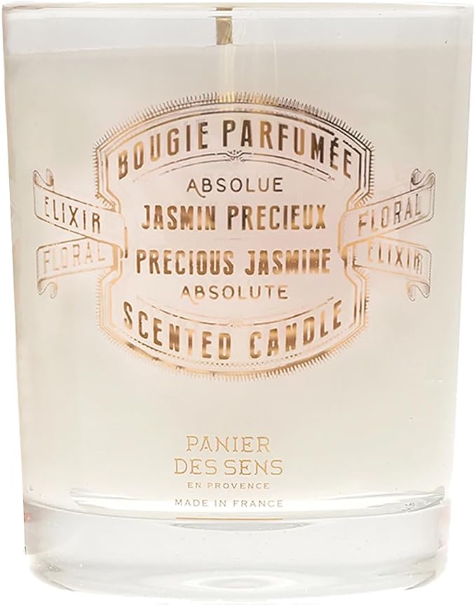 Panier des Sens Jasmine Long-Lasting Scented Candle, 6.3 oz | Hand-Poured In Provence | Up To 55 Hours Burn Time | 100% Natural Cotton Wick | Long-Lasting French Home Fragrance