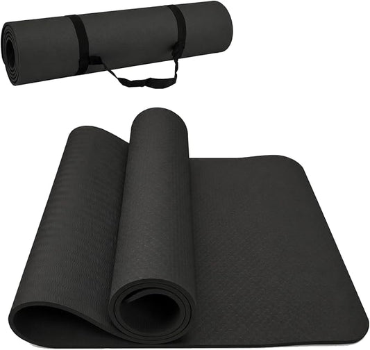 Thick and Wide Yoga Mat 72''x24''/35''(8mm/10mm) for Women and Men, Durable & Cushioned Yoga Mat with Carrying Strap for Pilates, Stretching and Home Workout