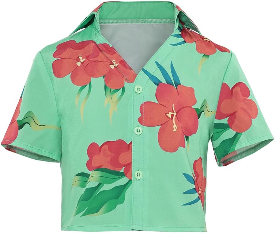 Mens Boys Anime Cosplay Costume Shirt Mens Short Sleeve Button Top