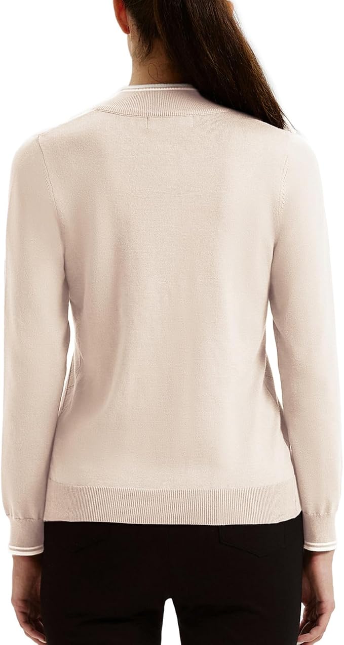 JACK SMITH Quarter Zip Pullover Sweaters for Womens, Rib Polo Sweater Tops | V Neck,Knit,Long Sleeve,Argyle,Open Pattern,Callar,Lightweight,Fashion,Golf Work Business Daily Wear Versatile Pullover Shirt