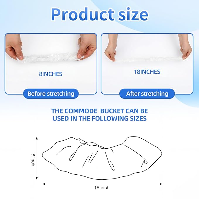 Dunzoom 200 Pcs Potty Liners with Elastic Portable Potty Training Bags Disposable Refill Toilet Seat Cover Leakproof and Easy to Clean Fits Summer Most Portable Toilets Travel Potties 18" x 8"