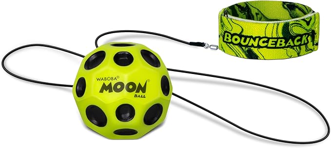 Waboba Bounceback Returning Yellow Moon Ball Hyper Bouncy Balls, Extreme Bounce and Fun, Super High Bouncing Ball for Active Play and Outdoor Games
