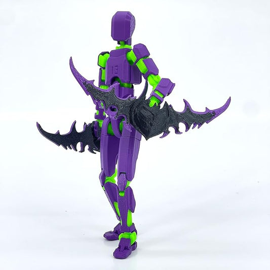 (Assembly Completed) T13 Action Figure Set, Titan 13 Robot Dummy 3D Printed robo 13 Action Figure Articulated, Lucky 13 Gift for Collectors Desktop Decorations (Purple Green)