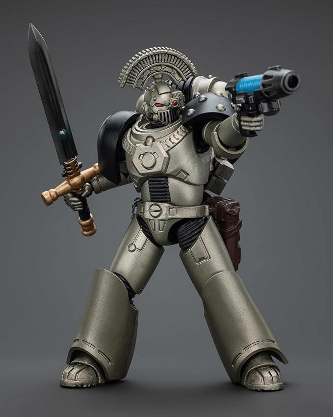 JoyToy Warhammer 40K 1:18 Action Figures, Iron Warriors MKVI Tactical Sergeant with Power Sword and Plasma Pistol, 4.96 in High