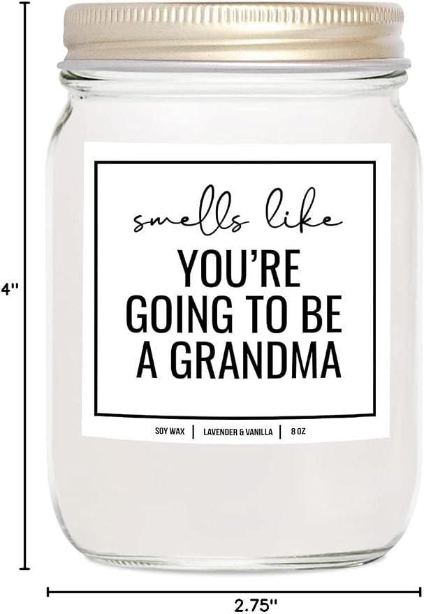 You Nique Designs First Time Grandma Gifts, Pregnancy Announcement for Grandparents, Grand Baby Announcement for Parents, Promoted to Grandma Scented Soy Candles for Women,8 oz (Lavender & Vanilla)