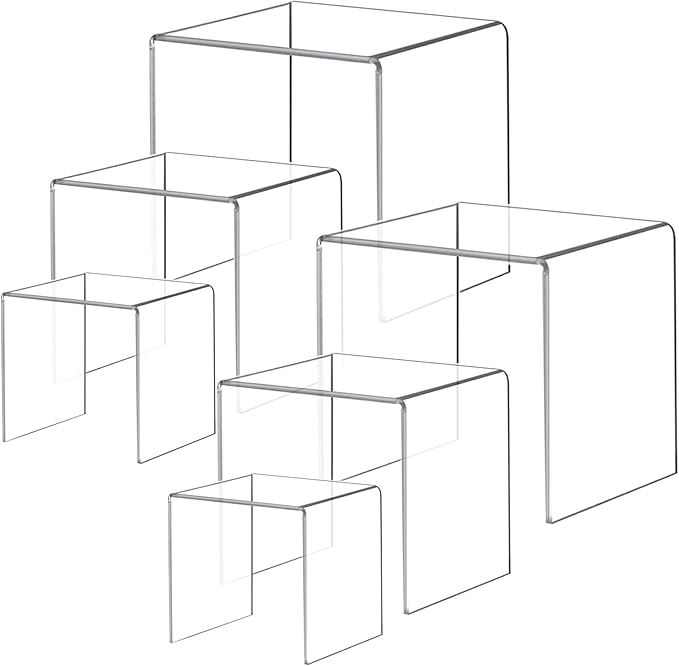 ihomecooker Acylic Riser Square Display Stand For Cupcakes, Arts and Crafts (Clear, 6P-4&5&6INCH)