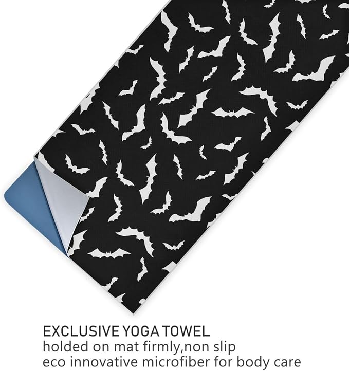 Non Slip Yoga Towel 73 x 27 in Halloween Bats Sweat Absorbent Yoga Mat Towel for Hot Yoga, Pilates and Workout