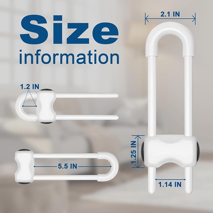 Cabinet Locks for Babies,Child Proof Cabinet Locks,8 Pack U-ShapedBaby Proofing Cabinets,Child Locks for Cabinets and Drawers,Child Safety Cabinet Locks with Adjustable(White)