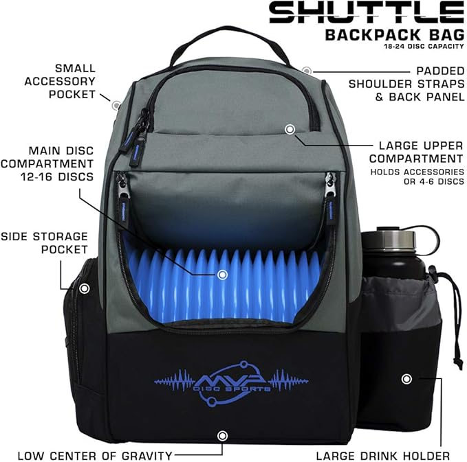 MVP Disc Sports Shuttle Disc Golf Backpack Bag (Choose Your Style and Color)