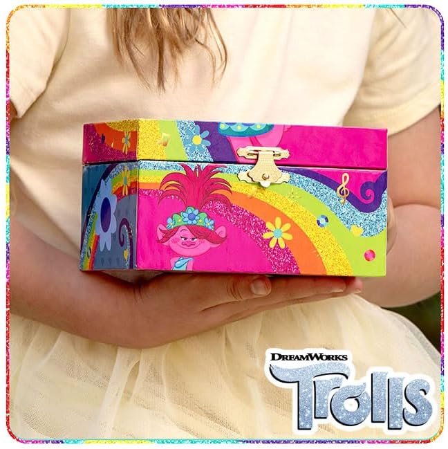 Trolls Jewelry Box for Girls - Musical Jewelry Box with Spinning Figurine, Trolls Toys for Kids Ages 3-5 - Plays Trolls Theme Song - 6 x 4.7 x 3.5 in