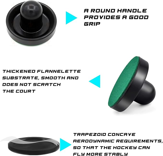 Air Hockey Pushers and Pucks - Air Hockey Paddles and Goal Handles Replacement Accessories for Game Tables (4 Pushers, 8 Pucks)