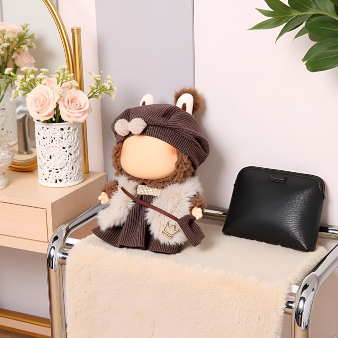 Doll Clothes Set for 6.7-inch/5.9-inch Dolls - Luxury Chic High-End Fashion Outfit with Suitable Accessories, Beret Style (No Dolls)