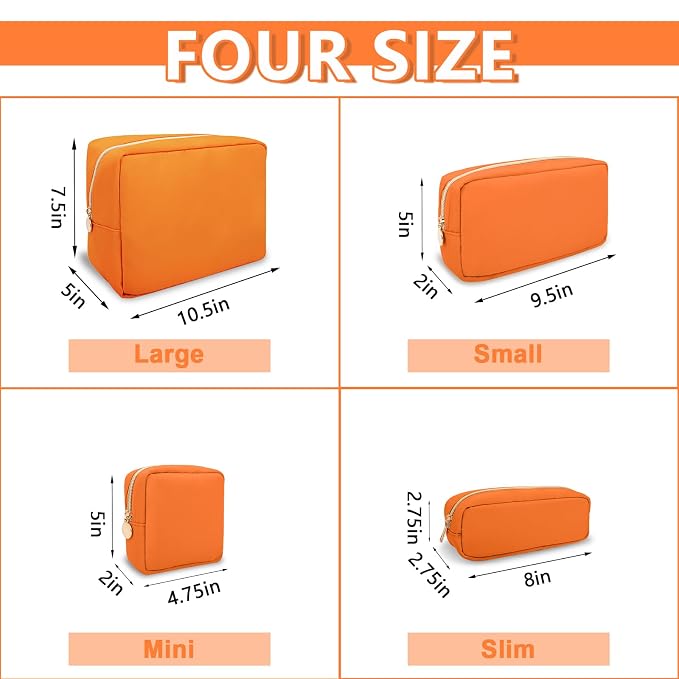 UIXIZQ Large Makeup Bag Pouch,Nylon Women Travel Toiletry Storage Bag Preppy Cosmetic Bag for Girls,Big Makeup Organizer Bag Cute Zipper Pouch Skincare Bag for Sport Work Gift(Large-Peach)