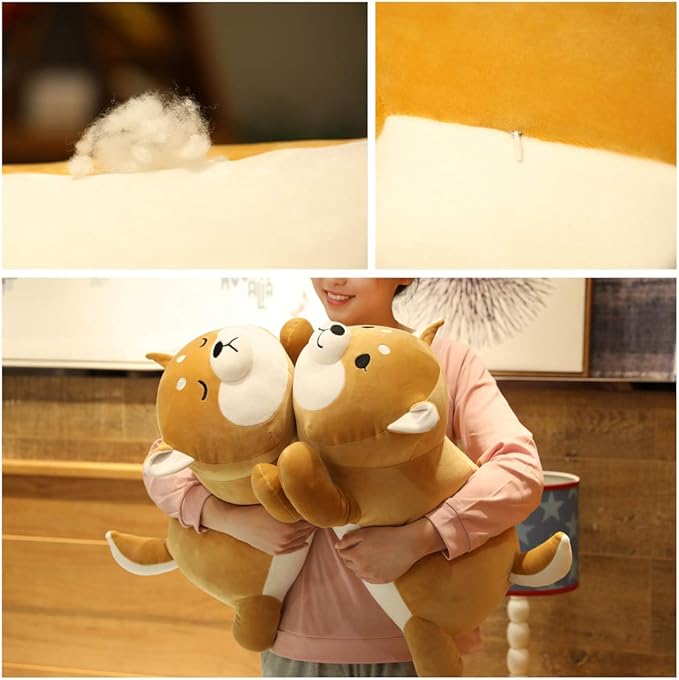Shiba Inu Plush Pillow,Soft Corgi Stuffed Animals Toy Cute Sleeping Puppy Doll Gifts for Kids (Smiling Eyes, 29.5 inch)