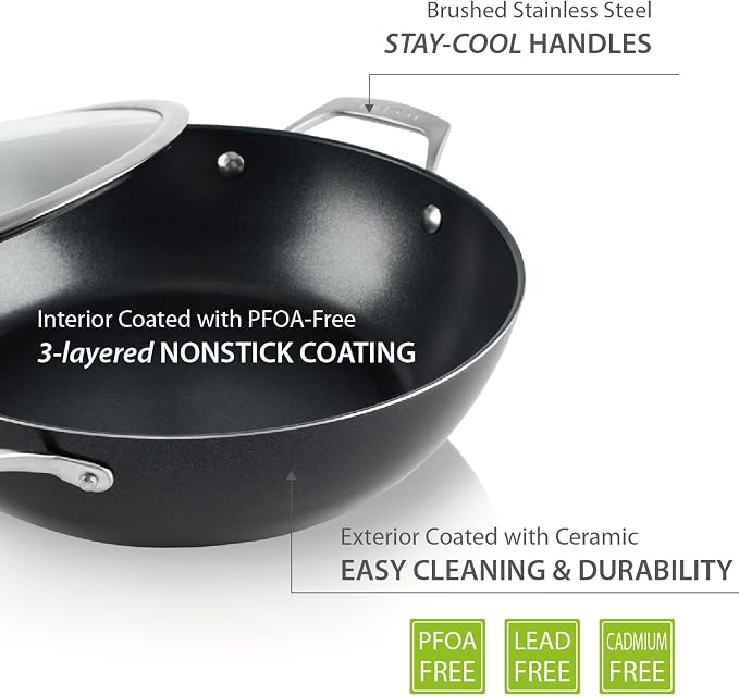 TECHEF - Onyx Collection - Nonstick Everyday Pan With Lid, 5 Qt Deep Frying Pan With Lid, For Sauteing, Frying, And Simmering, Induction Ready, PFOA-Free, Made In Korea