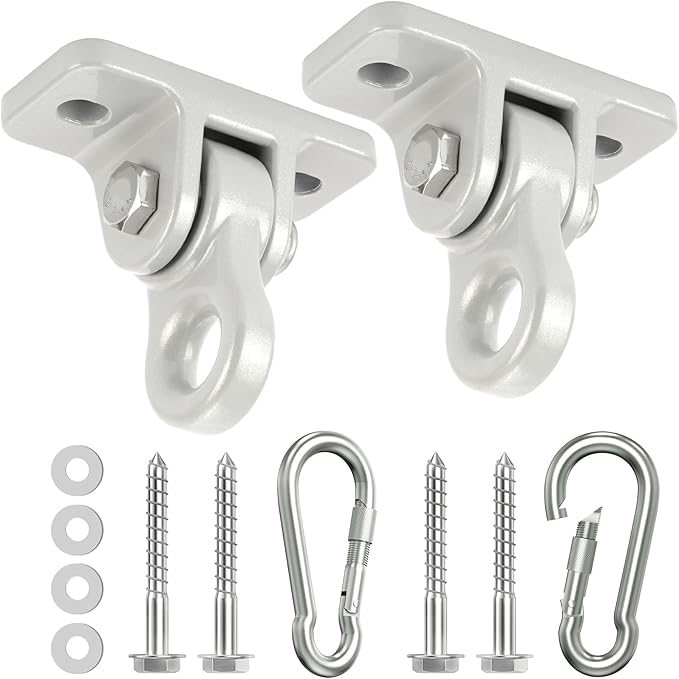 HUPBIPY Heavy Duty Porch Swing Hangers Kit, with Screws Bolts for Wooden Sets Playground Porch Patio Yoga Seat Indoor Outdoor Hanging Snap Hooks (2 Pack Silver)