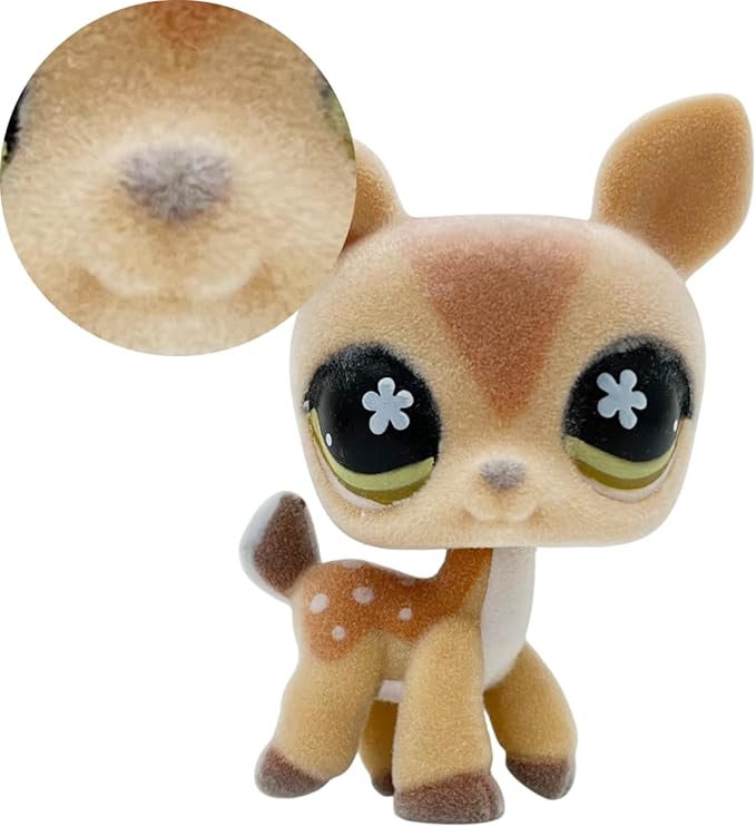 Custom Flocked Pet Shop Toy Fuzzy Animal Figure Short Hair Cat Kitty Kitten Deer OOAK (Tan #634)