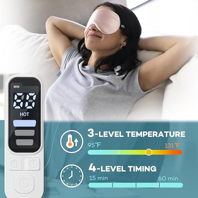 Pink Heated Eye Mask for Dry Eyes, MGD, Blepharitis, Stye Treatment, Warm & Cool Eye Masks, USB Powered, Adjustable, Silk-like Material