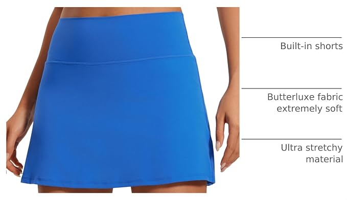 CRZ YOGA Butterluxe High Waisted Tennis Skirts | Built-in Shorts with Pockets, Extremely Soft, Casual, A Line, Stretchy, Mini, Skort for Women